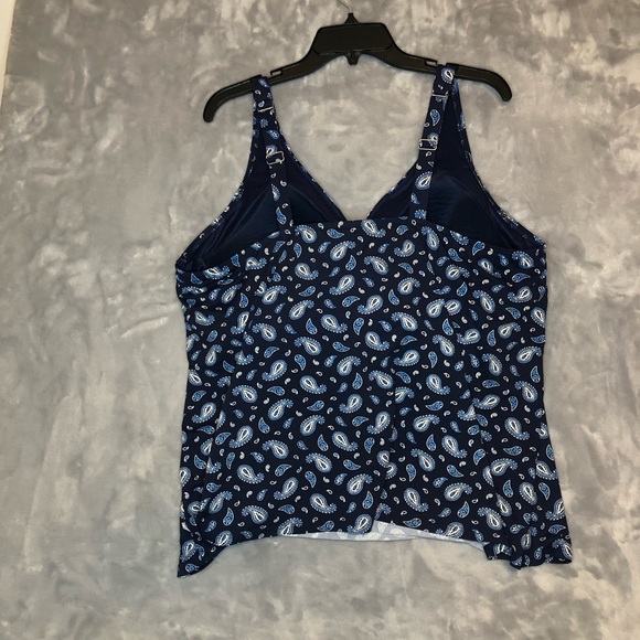Lands" End Women's Tankini Swimsuit Top Navy with Paisley Print Size 24W - Picture 3 of 6